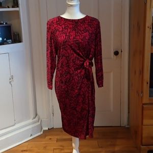 Black Label by Evan Picone 3/4 Sleeve Floral Faux Wrap Dress